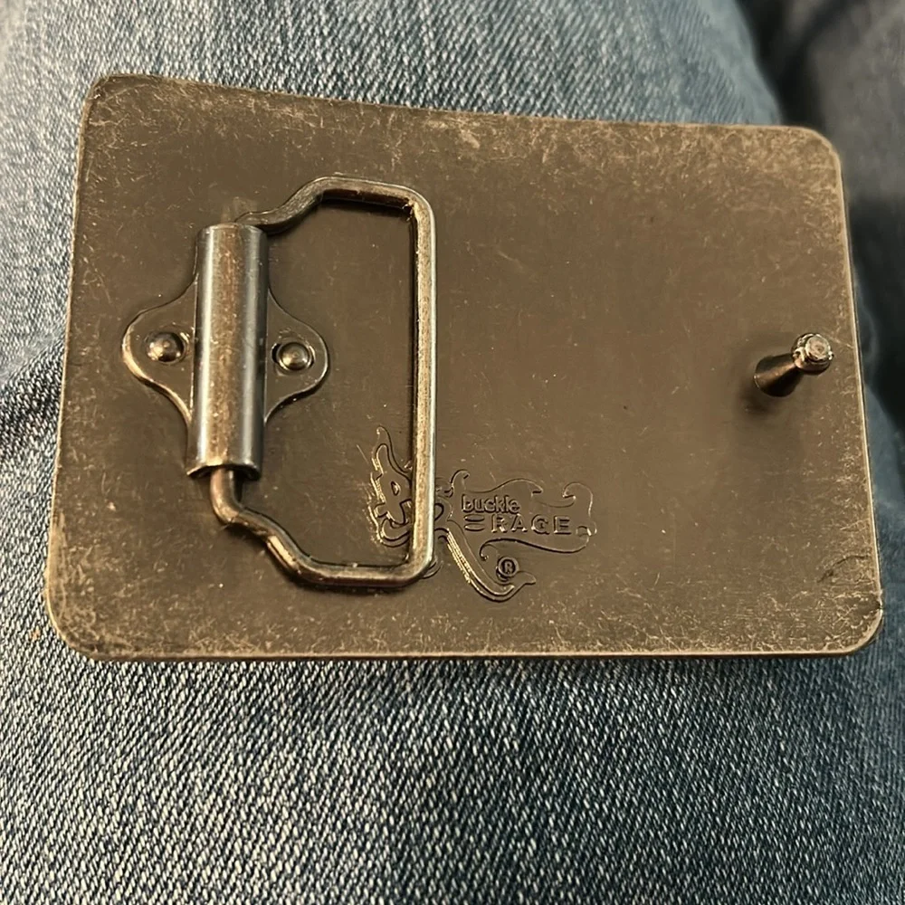License plate belt buckle NEW artisan made blue white buckle R3 one of a kind